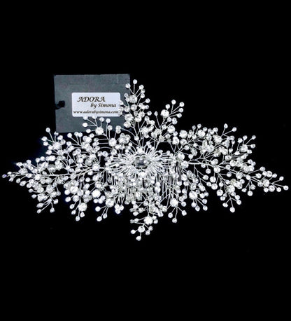Kassia - Silver Cubic Zirconia Bridal Hair Accessory