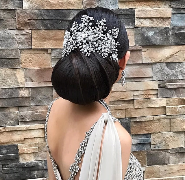 Kassia - Silver Cubic Zirconia Bridal Hair Accessory