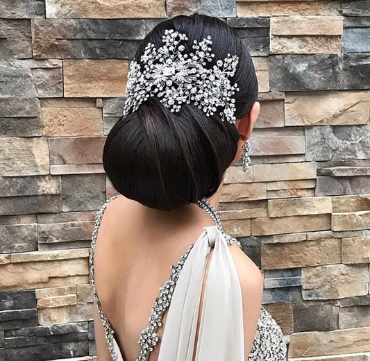 Kassia - Silver Cubic Zirconia Bridal Hair Accessory
