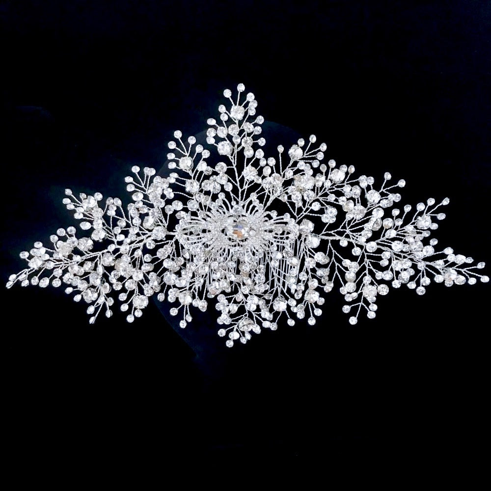 Kassia - Silver Cubic Zirconia Bridal Hair Accessory