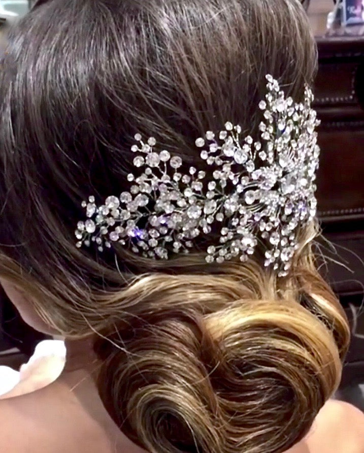 Kassia - Silver Cubic Zirconia Bridal Hair Accessory