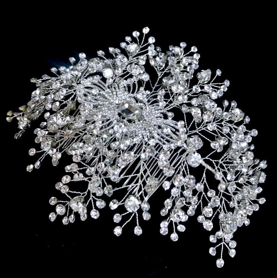 Kassia - Silver Cubic Zirconia Bridal Hair Accessory