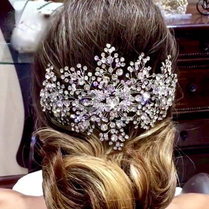 Kassia - Silver Cubic Zirconia Bridal Hair Accessory