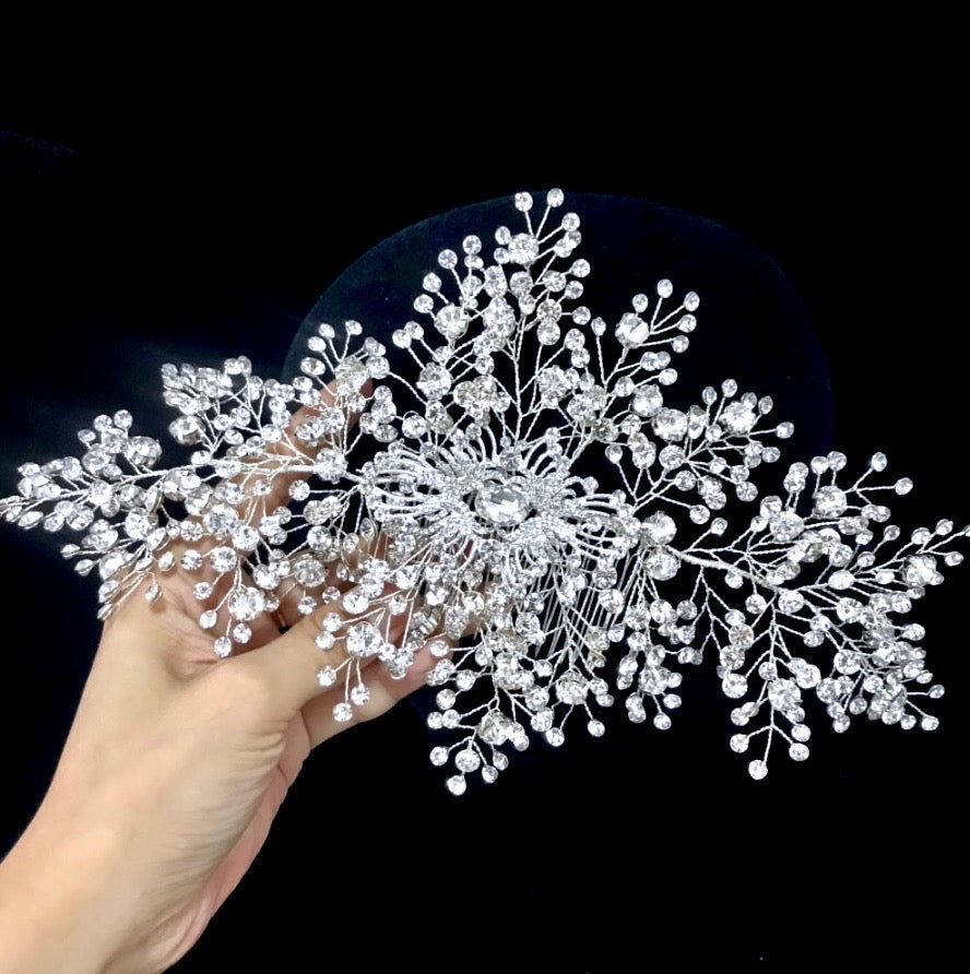 Kassia - Silver Cubic Zirconia Bridal Hair Accessory