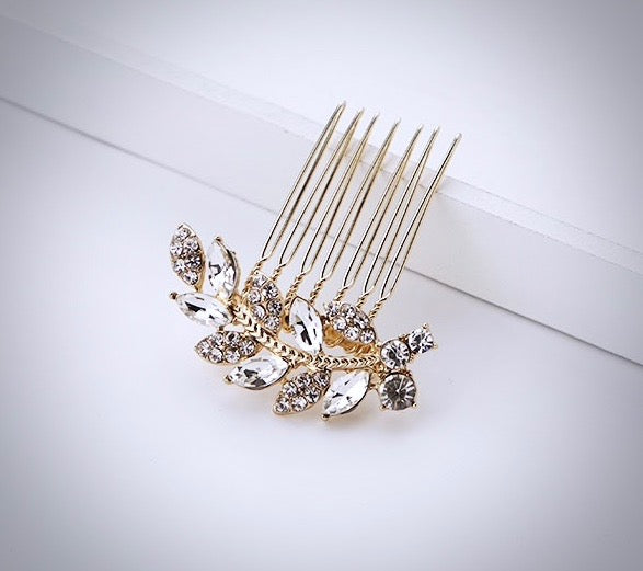 "Nia" - Crystal Bridal Hair Comb - Available in Gold and Silver