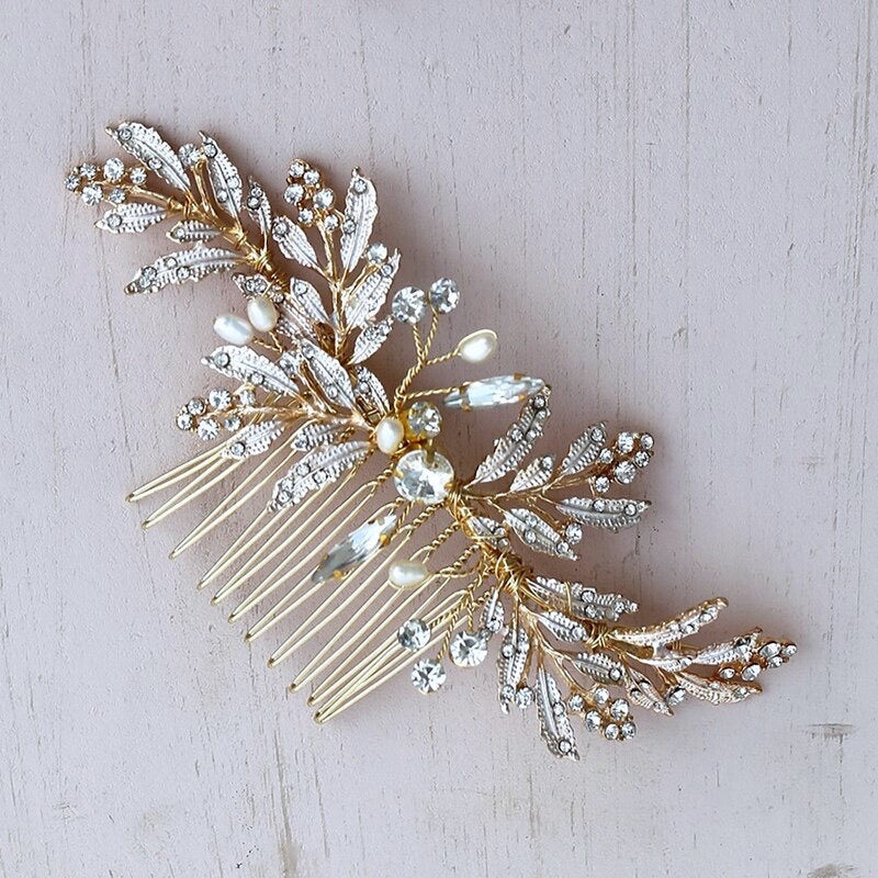 "Daphne" - Pearl and Crystal Bridal Hair Comb - Available in Gold and Silver