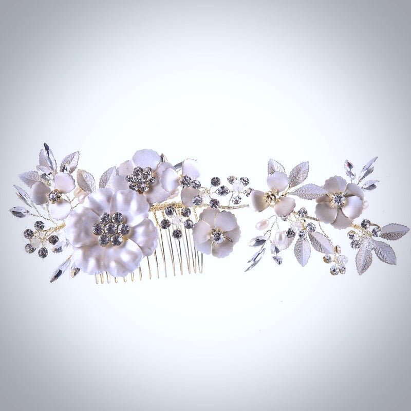 Amaya - Pearl and Crystal Bridal Hair Comb