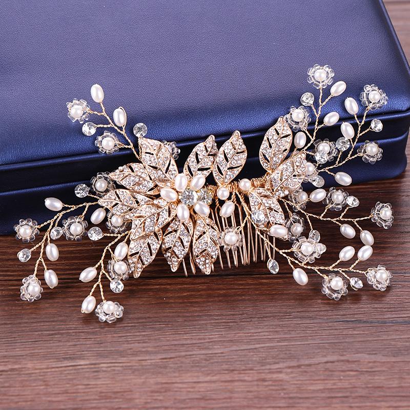 Lynn - Pearl and Crystal Bridal Hair Comb - Available in Rose Gold, Silver and Yellow Gold