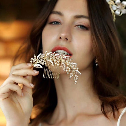 Adalie - Pearl Bridal Hair Comb - Available in Silver, Yellow Gold and Rose Gold