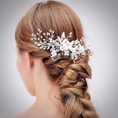 Dawn - Pearl and Crystal Bridal Hair Comb - Available in Silver, Rose Gold and Yellow Gold