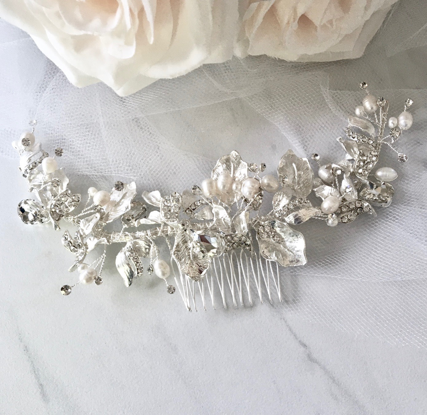 "Cassidy" - Freshwater Pearl and Crystal Bridal Hair Comb