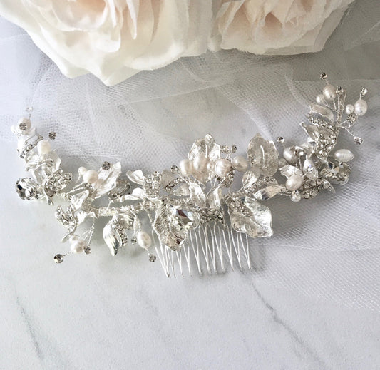 "Cassidy" - Freshwater Pearl and Crystal Bridal Hair Comb