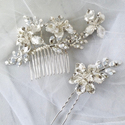 Karie - Swarovski Opal Bridal Hair Comb and Pin Set