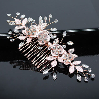 Myra - Floral Bridal Hair Comb - Available in Silver, Rose Gold and Yellow Gold