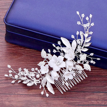 Dawn - Pearl and Crystal Bridal Hair Comb - Available in Silver, Rose Gold and Yellow Gold