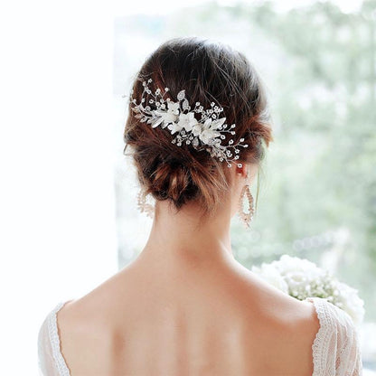 Dawn - Pearl and Crystal Bridal Hair Comb - Available in Silver, Rose Gold and Yellow Gold