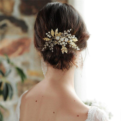Magda - Gold Pearl and Crystal Bridal Hair Comb