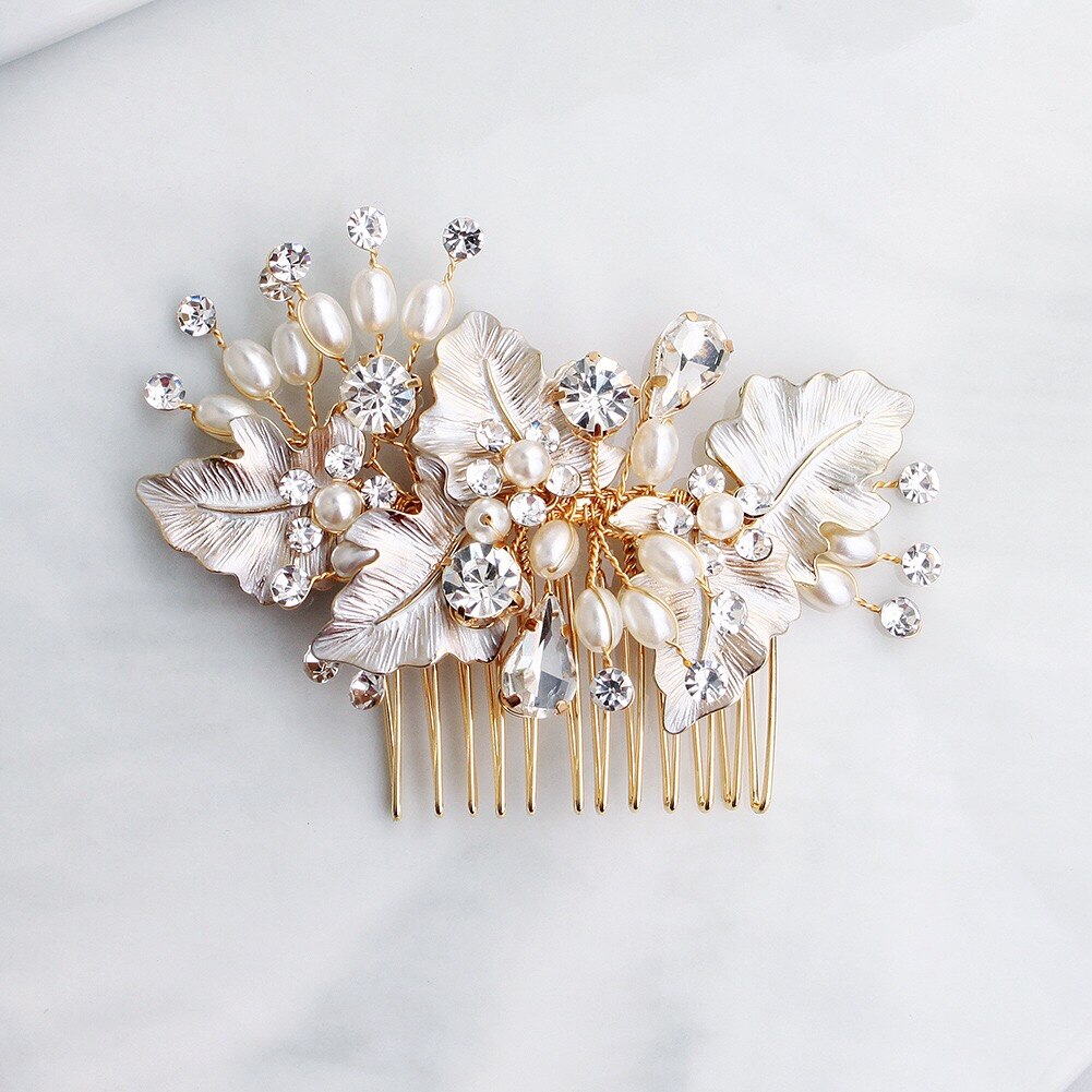Lorraine - Pearl Bridal Hair Comb - Available in Silver, Yellow Gold and Rose Gold