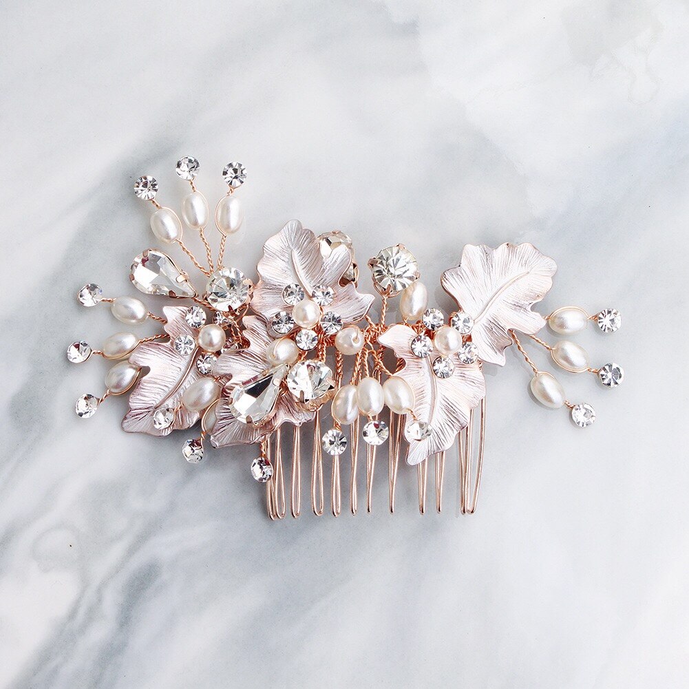 Lorraine - Pearl Bridal Hair Comb - Available in Silver, Yellow Gold and Rose Gold