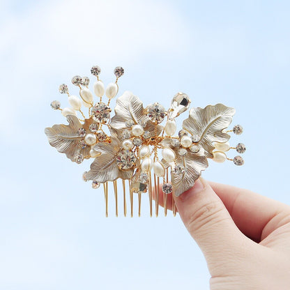 Lorraine - Pearl Bridal Hair Comb - Available in Silver, Yellow Gold and Rose Gold
