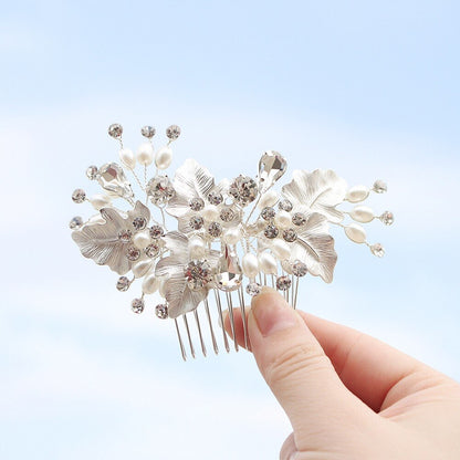 Lorraine - Pearl Bridal Hair Comb - Available in Silver, Yellow Gold and Rose Gold