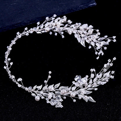"Beth" - Silver Pearl and Crystal Bridal Headband
