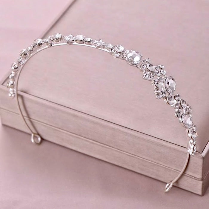 "Ruby" - Crystal Bridal Side Headband - Available in Rose Gold and Silver