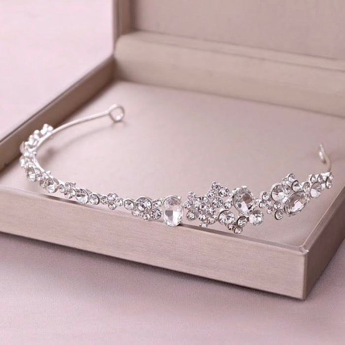 "Ruby" - Crystal Bridal Side Headband - Available in Rose Gold and Silver