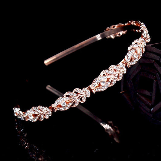 "Analise" - Crystal Bridal Headband - Available in Rose Gold, Silver and Yellow Gold