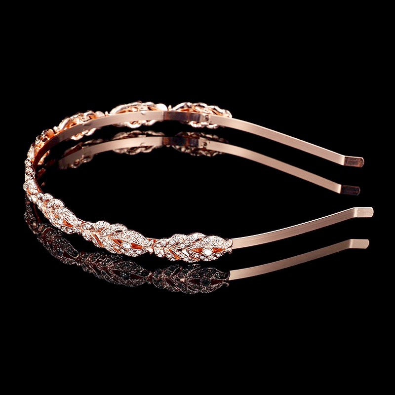 "Analise" - Crystal Bridal Headband - Available in Rose Gold, Silver and Yellow Gold