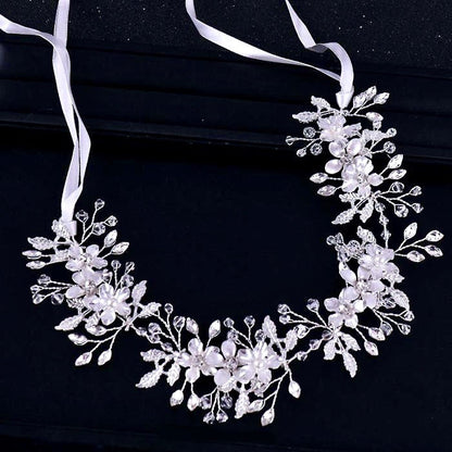 Amanda - Pearl and Crystal Bridal Headband - Available in Gold and Silver