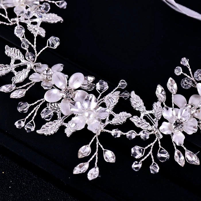 Amanda - Pearl and Crystal Bridal Headband - Available in Gold and Silver