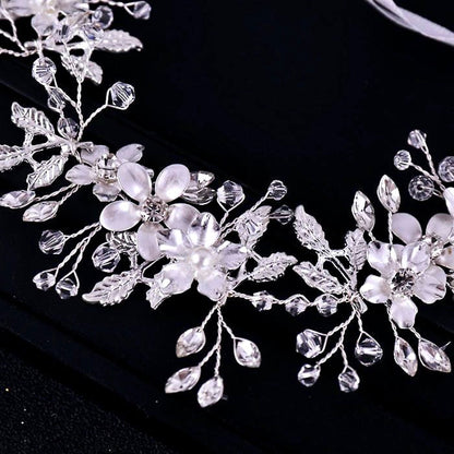 Amanda - Pearl and Crystal Bridal Headband - Available in Gold and Silver