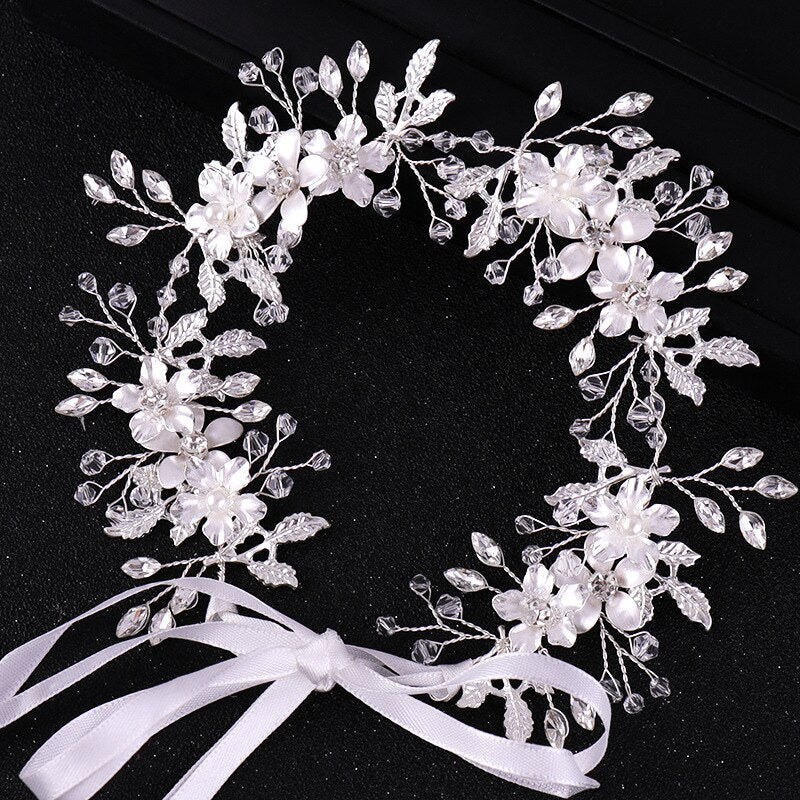 Amanda - Pearl and Crystal Bridal Headband - Available in Gold and Silver