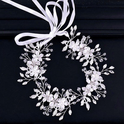 Amanda - Pearl and Crystal Bridal Headband - Available in Gold and Silver