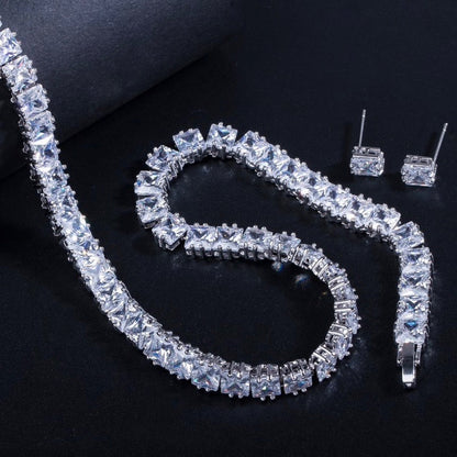 Tasha - Silver Cubic Zirconia Bridal Three-Piece Jewelry Set