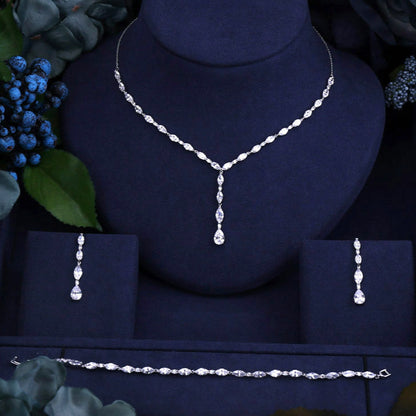 Elmira - Silver Cubic Zirconia Bridal Three-Piece Jewelry Set - Available in Silver and Rose Gold