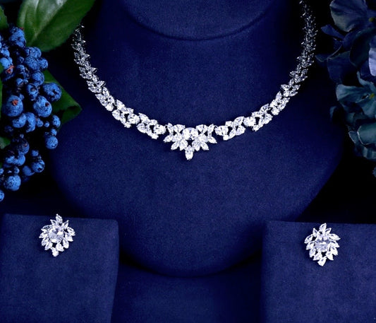 Iris - Cubic Zirconia Bridal Jewelry Set - Available in Silver and Rose Gold