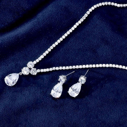Kia - Cubic Zirconia Bridal Jewelry Set - Available in Silver and Gold