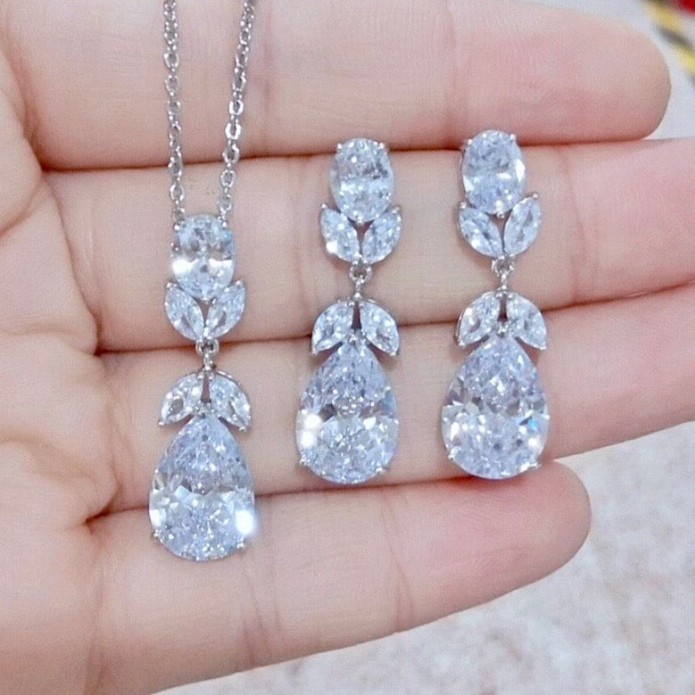 Shelby - Cubic Zirconia Bridal Jewelry Set - Available in Silver and Gold