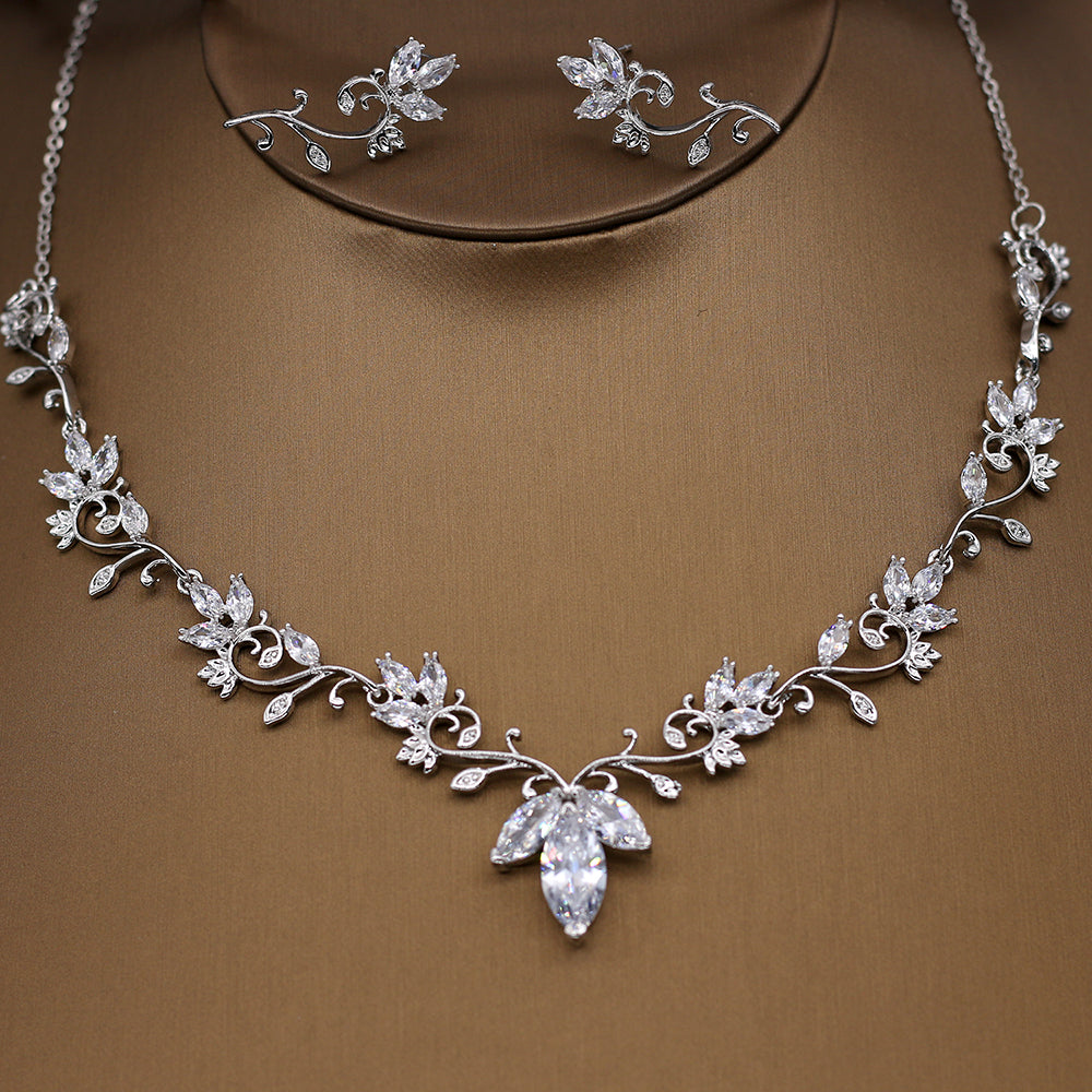 Julia - Silver Cubic Zirconia Bridal 3-Piece Jewelry Set With Tiara