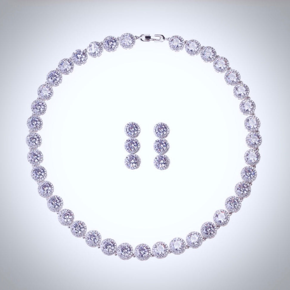 Whitney - Silver Cubic Zirconia Bridal Jewelry Set