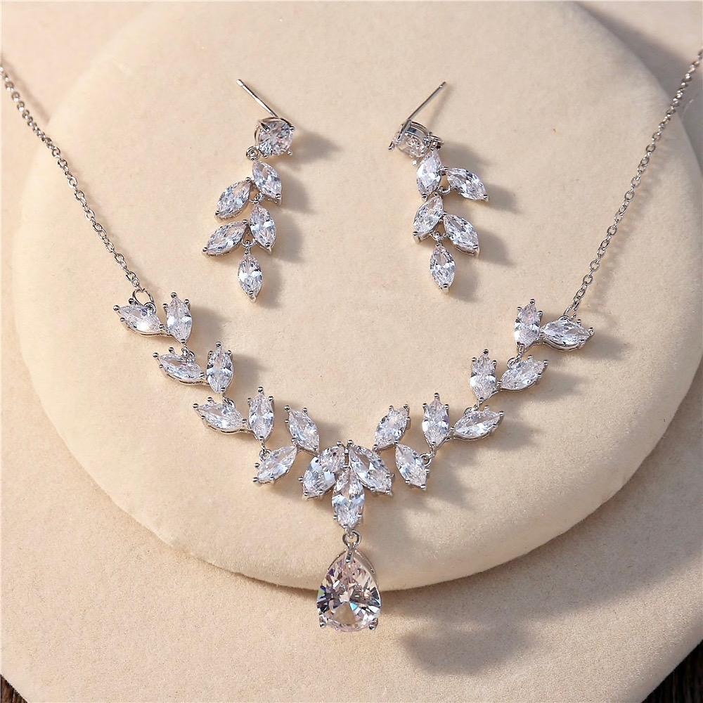 Rochelle - Silver Cubic Zirconia 3-Piece Bridal Jewelry Set With Tiara