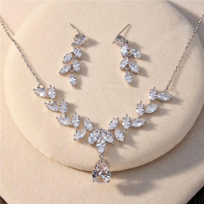 Rochelle - Silver Cubic Zirconia 3-Piece Bridal Jewelry Set With Tiara