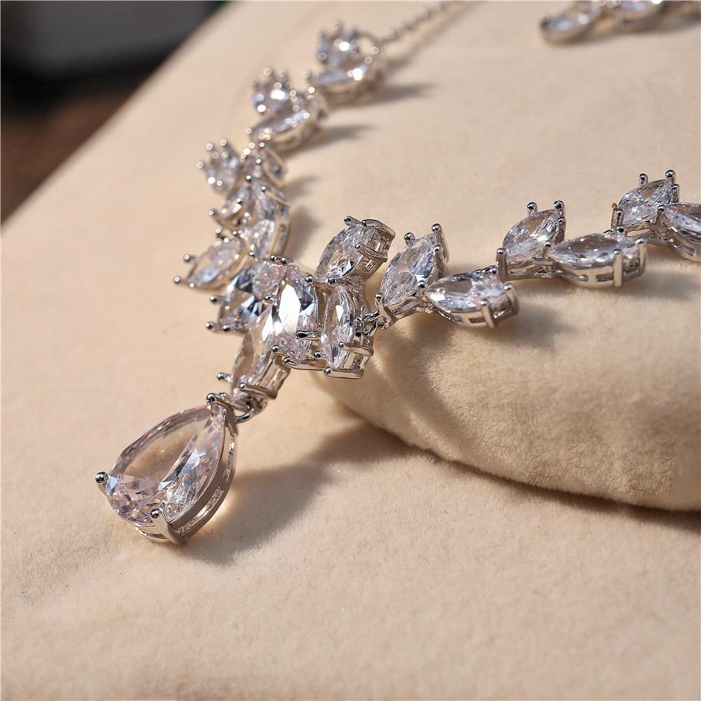 Rochelle - Silver Cubic Zirconia 3-Piece Bridal Jewelry Set With Tiara