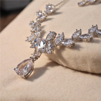 Rochelle - Silver Cubic Zirconia 3-Piece Bridal Jewelry Set With Tiara