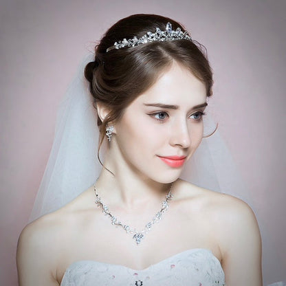 Candice - Silver Cubic Zirconia Bridal 3-Piece Jewelry Set With Tiara