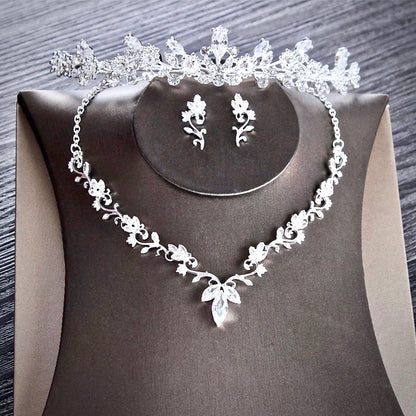 Candice - Silver Cubic Zirconia Bridal 3-Piece Jewelry Set With Tiara