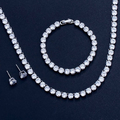 Brandi - Silver Cubic Zirconia Bridal Three-Piece Jewelry Set