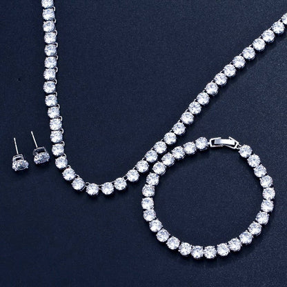 Brandi - Silver Cubic Zirconia Bridal Three-Piece Jewelry Set